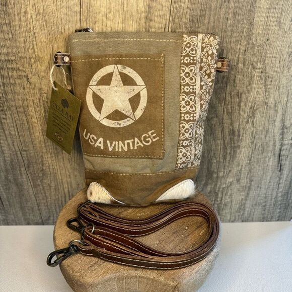 Canvas Leather Seed Purse Crossbody Seed Bag FAST SHIP NeW - Picture 1 of 7